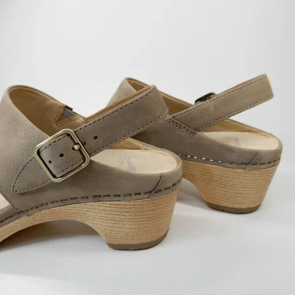 DANSKO Lucia Slingback Clog Pumps Shoes Size 40 9.5 10 Taupe Nubuck NEW $159 - Picture 13 of 14